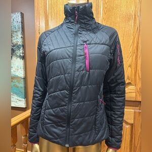 Salomon Women's Black Puffer Jacket with Pink Details